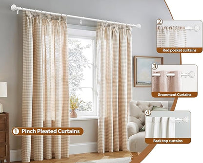 TONIAL White Curtain Rod 32 to 58 Inches, 7/8 Adjustable Curtain Rods for Windows 20 to 54 Inches, Splicing Drapery Rods Heavy duty with Netted Texture Finials