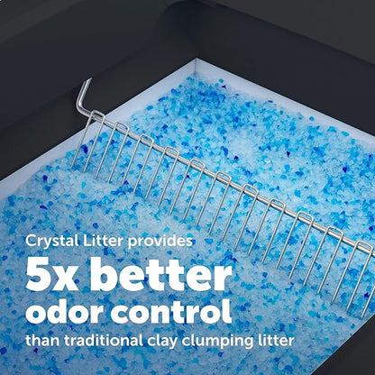 PetSafe ScoopFree Crystal Pro Self-Cleaning Cat Litter Box System – Enclosed Front-Entry – Advanced Odor Control – Includes 1 Disposable Crystal Litter Tray – Black (ZAL00-18159)