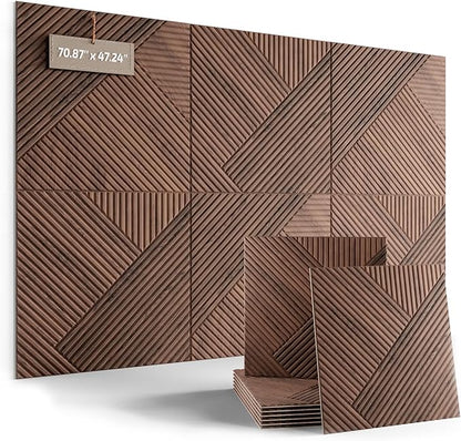 Large Felt Bulletin Board,Cork Board Alternative 70.87'' x 47.24'' Art Acoustical Wall Panels-6 Pack with 60 Adhesive Tabs,for Recording Studio/Home Offices-Walnut/Diamond