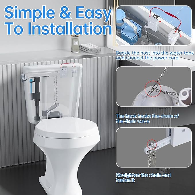 KERDE Touchless Toilet Flusher Kit – Motion Sensor Flush Valve with Wireless Button, Battery Powered, Compatible with Chain Pull Lever Toilets, Remote Flush for Home & Commercial Bathrooms