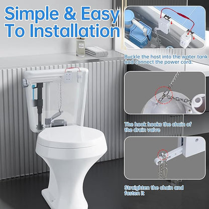 KERDE Touchless Toilet Flusher Kit – Motion Sensor Flush Valve with Wireless Button, Battery Powered, Compatible with Chain Pull Lever Toilets, Remote Flush for Home & Commercial Bathrooms