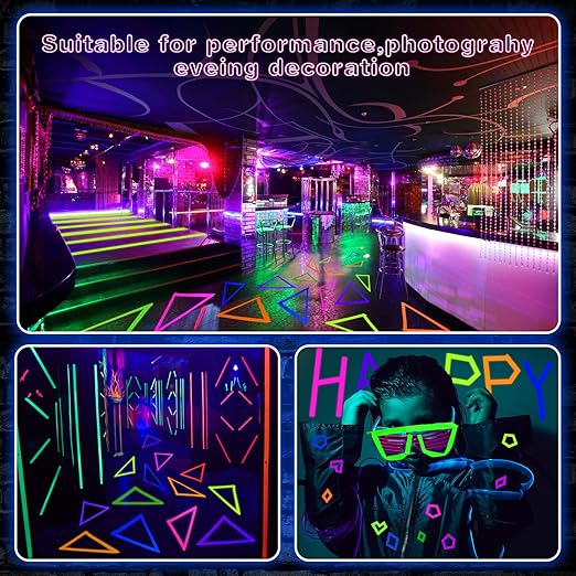Whaline 6 Colors Neon Gaffer Cloth Tape, Fluorescent UV Blacklight Tape for UV Party (0.6 inch x 60 feet)