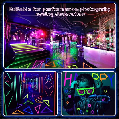 Whaline 6 Colors Neon Gaffer Cloth Tape, Fluorescent UV Blacklight Tape for UV Party (0.6 inch x 60 feet)