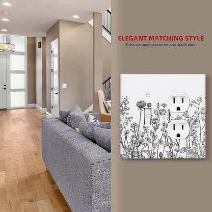Wallplates Floral Wildflower Rustic Plant Leaves 1 Toggle 1 Duplex Switch Plate Electrical Gfci Faceplate Decorative Light Switch Covers For Farmhouse Cabin Decor