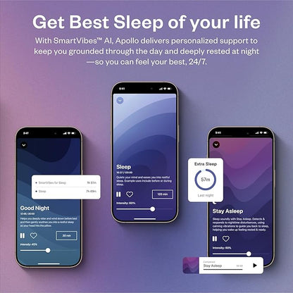 Apollo Neuro Wearable & 12-Month SmartVibes AI Membership – Sleep Aid & Stress Relief Device | Fall Asleep Faster, Sleep Longer & Deeper | Boost Focus, Relaxation & Calm (Stealth)