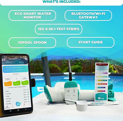 iopool Smart Water Monitor - Works for Chlorine & Bromine Pools, Hot Tubs, & Swim Spas - Gives Precise Dosage recommendations.
