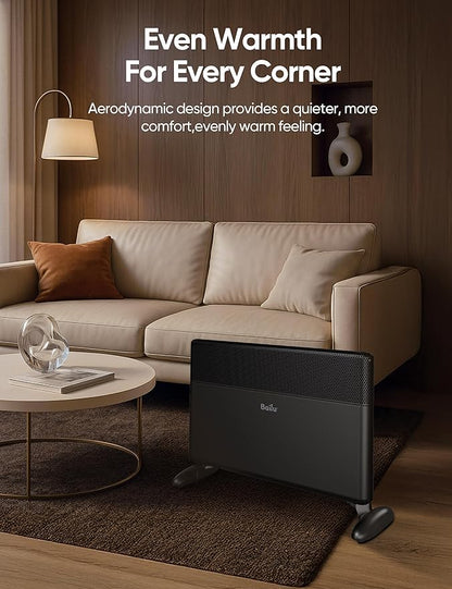 Ballu Convection Panel Heater,1500W Space Heater for Large Room Indoor use with Programmable Thermostat,WiFi App Control,Smart Quiet,Works with Alexa,Black