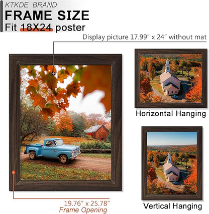 KTKDE Studio Gallery 18x24 Select Poster Frame Set of 5, Walnut Wooden frames Display Poster, Posters & Art Prints for Artwork Wall Vertical or Horizontal Display best gift