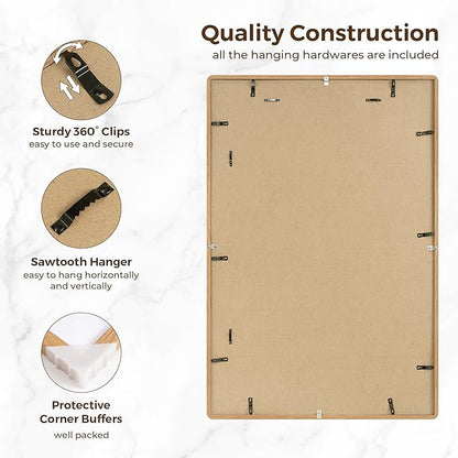 24x36 Poster Frame for Wall, 24 by 36 Picture Frame - Solid Oak Wood & Tempered Glass, Rustic 24 x 36 Wood Frame for Home Decor, 23x36 Picture Frame with Mat for 20x30, Natural Oak Color, 1 Pack