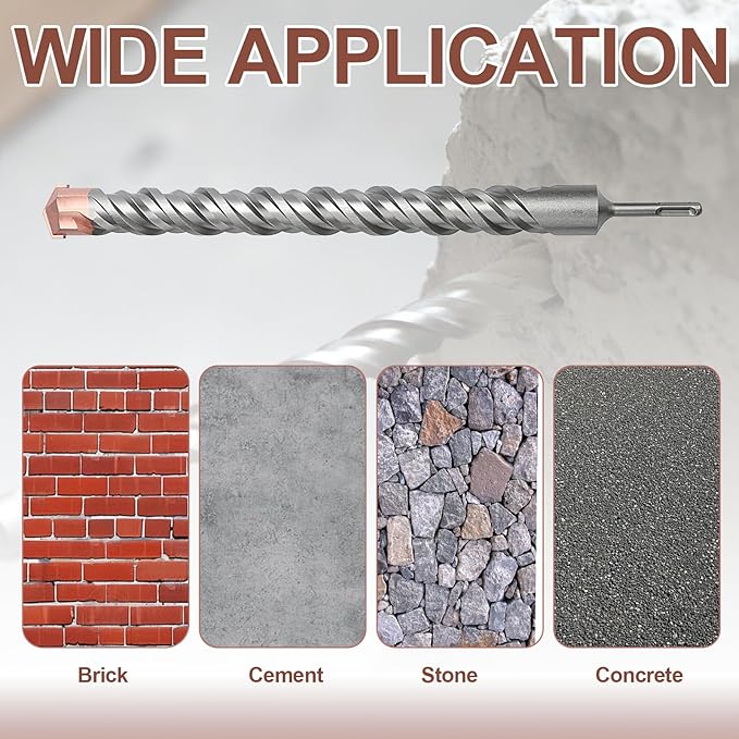 1-1/4 x 23.6 inch (32x600mm) SDS Plus Masonry Drill Bit, Rotary Hammer Drill Bit,Concrete Drill Bit for Concrete, Brick, Block,1-1/4 x 21 x 23.6 inch