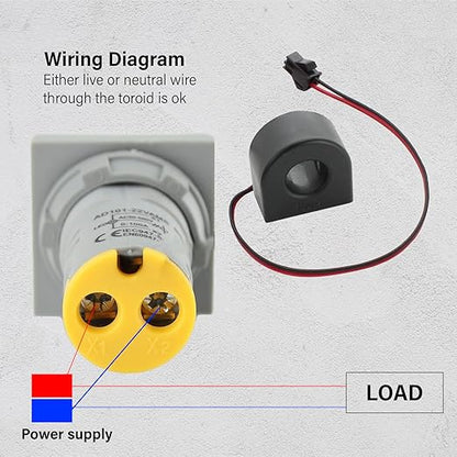 LED Voltage Display Panel Mount Volt Amp Meter, AD101-22VAMS 22mm Square Voltmeter and Ammeter, AC50-500V Voltage and 0-100A Current Meter, Yellow (1 Pack)