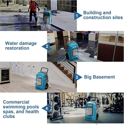 ALORAIR 180Pints LGR Industrial Dehumidifier with Pump and Drain Hose, Portable Commercial Dehumidifier with Wheels for Home, Basements, Garages, and Job Sites