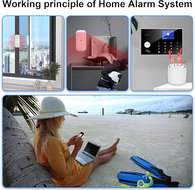 Home Security System with Camera, WiFi + GSM Home Alarm Kit with Phone App Alert, Door/Window Sensor, Remote Control for Apartments (13 Pieces)