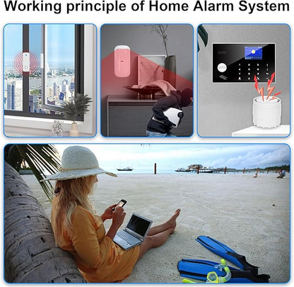 Home Security System with Camera, WiFi + GSM Home Alarm Kit with Phone App Alert, Door/Window Sensor, Remote Control for Apartments (13 Pieces)