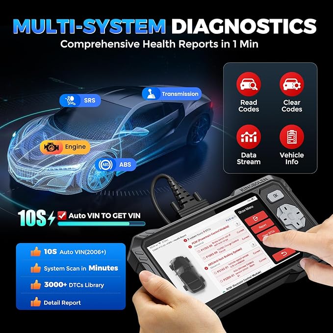 KINGBOLEN OBD2 Scanner S608, 2025 Bidirectional Scan Tool for ABS/SRS/Transmission/Enigne, 9 Reset Oil Brake DPF Bleed Gear Injector Throttle BMS SAS, CAN FD & FCA/Renault SGW, Lifetime Free Update