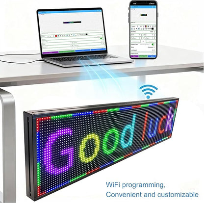 P10(52" * 14") Scrolling Programmable Led Sign Custom Outdoor Digital For Business Display Screen Matrix Panel Electronic Message Board Neon Full Color Advertising Light Wifi Control