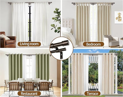 Double Curtain Rod 36 to 72 Inch, HOTOZON 1 Inch Heavy Duty Curtain Rods for Windows, Telescoping Double Drapery Rod with Simple Cap Finials, Bronze