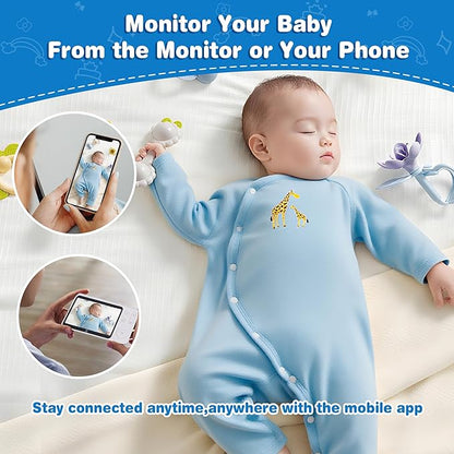 Baby Monitor with 1 or 2 HD Cameras – No WiFi Needed, AI Sleep Detection, Night Vision, Two-Way Talk, Temperature Alerts – Split Screen Option (2 Camera)