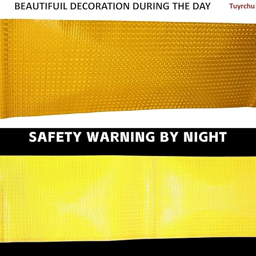 Reflective Tape Yellow Outdoor Waterproof 8 inch, High Visibility Industrial Marking Tape, Safety Adhesive Stickers (11 feet)