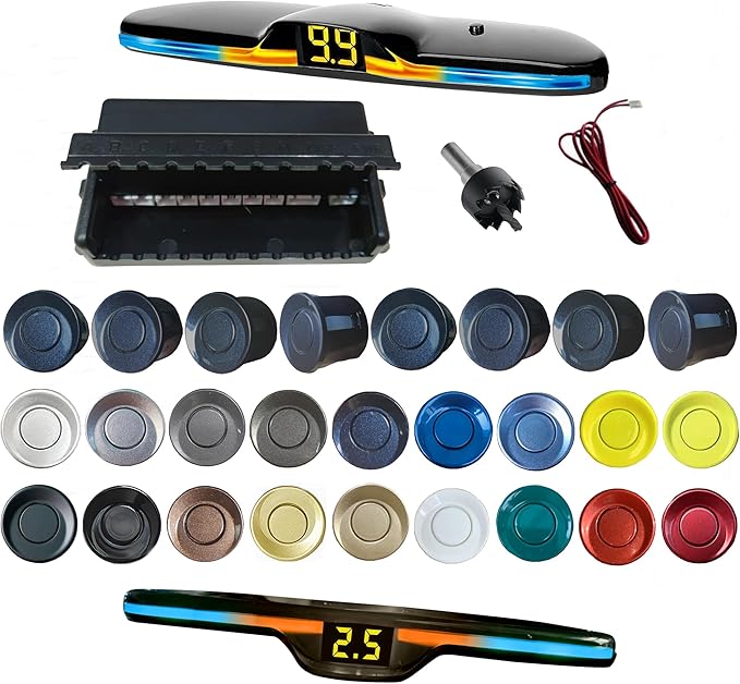New Features Forward and Reverse Parking sensors, Option to Measure Distance in inches, bidirectional Display Option, and Customizable Digital Direction 18 Color Probes to Choose from(Livid Grey)