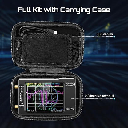 SEESII NanoVNA-H Antenna & Vector Network Analyzer 10KHz-1.5GHz with 2.8" EVA Protective Case, Waterproof & Shockproof, Measures S-Parameters, SWR, Phase, Delay, Smith Chart