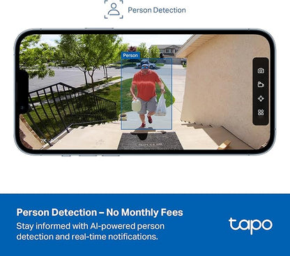 Tapo Outdoor Security Camera Wireless, 1080P, Up to 180-Day Battery, Free Person Detection, Custom Zones, Color Night Vision, SD/Could Storage, Wrks w/Alexa/Google, Ideal for Homeowners(C401) Black