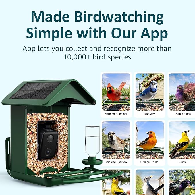 BIRDLEGEND® Bird Feeder with Camera Solar Powered, 2K Portrait Live Free AI Forever Instant Arrival Alerts with 64GB Card, Smart Camera Birds Feeders Wireless Outdoor Gift for Bird Lover, 2.4G WiFi