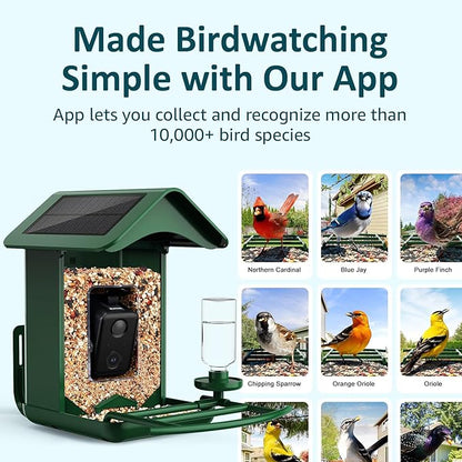 BIRDLEGEND® Bird Feeder with Camera Solar Powered, 2K Portrait Live Free AI Forever Instant Arrival Alerts with 64GB Card, Smart Camera Birds Feeders Wireless Outdoor Gift for Bird Lover, 2.4G WiFi