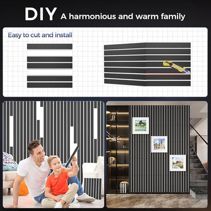 6 Pack 2-Layer Fold Soundproof Wall Panels, 24 x 12 x 0.43 in Large Sound Proof Foam Panels for Walls, 0.9lb/ft³ High Density, 3D Acoustic Panels,Artistic Noise Dampening Panels Black&White