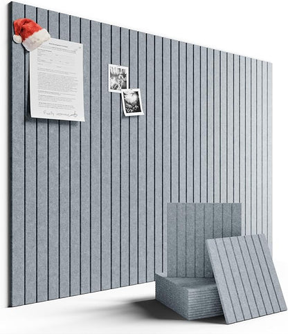 Large Felt Bulletin Board 48" x 36" Cork Board Alternative-12 Pack with 70 Safe Removable Adhesive Tabs, Cork Boards for Walls Pin Board for Home Office Classroom Felt Board-Blue Gray