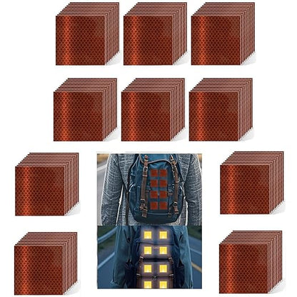 Non Fading Brown Reflective Stickers 4 inch X 4 inch, Outdoor Waterproof High Visibility Warning Safety Adhesive Reflector Tape (100 Pcs)