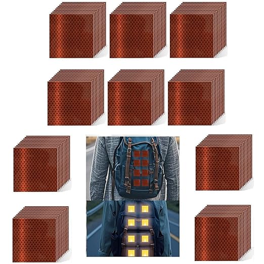 Non Fading Brown Reflective Stickers 3 inch X 3 inch, Outdoor Waterproof High Visibility Warning Safety Adhesive Reflector Tape (100 Pcs)