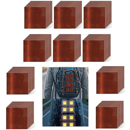 Non Fading Brown Reflective Stickers 3 inch X 3 inch, Outdoor Waterproof High Visibility Warning Safety Adhesive Reflector Tape (100 Pcs)
