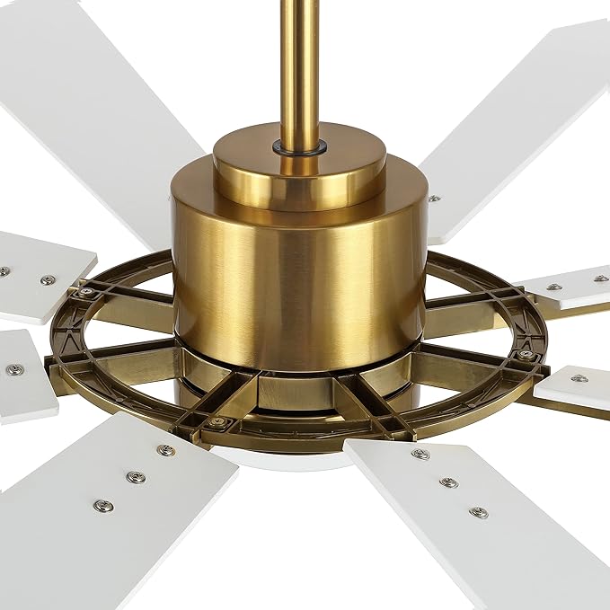 WINGBO 72" DC Ceiling Fan with Lights, Gold and White Ceiling Fan with 3 Downrods, 8 Plywood Blades, 6-Speed Reversible DC Motor, Modern Ceiling Fans Indoor for Kitchen Bedroom Living Room