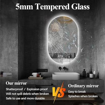 Niccy Oval LED Bathroom Vanity Mirror, 48x24inch Frameless Backlit Mirror with Light, Smart Anti-Fog Waterproof Mirror with Memory Function Dimmable Lighted Mirror