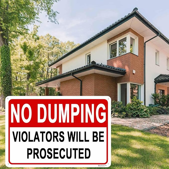 No Dumping Sign,No Littering Sign Outdoor,No Dumping Signs,Home Security Signs, "No Dumping - Violators will be Prosecuted" 16"x24" Aluminum Sign