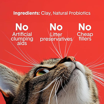 Boxie® Extra Strength 35 Day Odor Control Clumping Clay Cat & Kitty Litter 16lb, 99.9% Dust-Free, Probiotic Formula, Long-Lasting, Veterinarian Approved, Easy Scooping for Multi-Cat Homes