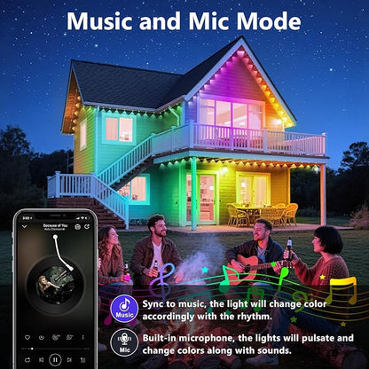 LETIANPAI 40FT Permanent Outdoor Lights,RGB Eaves Light with App Control Remote,DIY Scene Modes IP67 Waterproof Under Eave Lighting,Outdoor Lights for Decor,Garden Decor,House,Party,Holiday