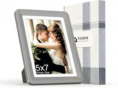 Dark Gray 5x7 Picture Frame with Acrylic Front, ABS Frame for 5x7 or 4x6 Photos, Shatterproof UV-Resistant Tabletop Photo Frame, Vertical/Horizontal Display for Home Décor