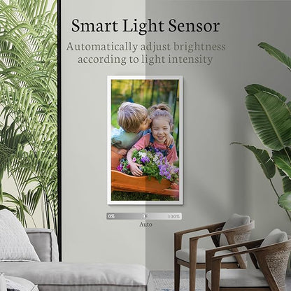 BSIMB Large Digital Picture Frame 21.5 Inch, 1920x1080 FHD WiFi Digital Photo Frame Electronic 32GB Remote Control, Share Pictures/Videos via App/USB/SD Easy Setup Gifts for Mom(Non-Touch), White