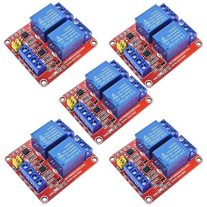 5PCS 2 Channel 12V Relay Module with Optocoupler High or Low Level Trigger Expansion Board for Raspberry Pi Arduino