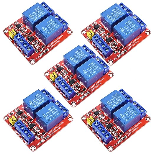 5PCS 2 Channel 12V Relay Module with Optocoupler High or Low Level Trigger Expansion Board for Raspberry Pi Arduino
