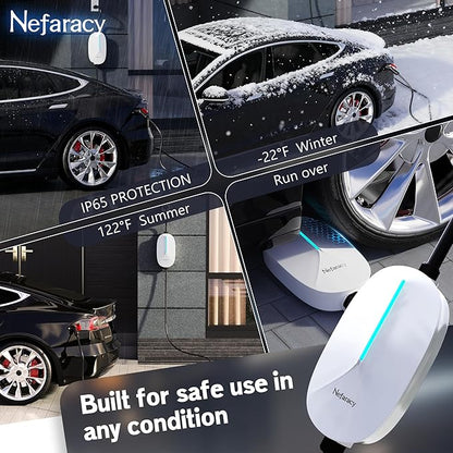 Level 1/2 EV Charger for with Tesla 16A Amp 110V-240V Portable Mobile EV Charger with 20FT Cable, NEMA 6-20 & NEMA 5-15 Plug, Home Electric Vehicle Charging Station for with Tesla Models Y/X/3/S