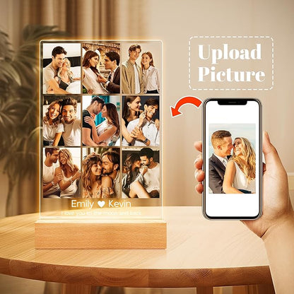 Personalized Picture Frame with Photos, Custom Picture Frames, Personalized Photo Frame, Customized Anniversary Birthday Valentines Day Gifts for Women Men Her Him Girlfriend Boyfriend Couples