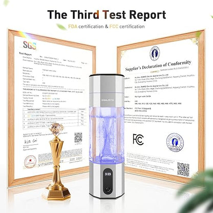 10000PPB+ Hydrogen Water Bottle SPE PEM Technology Hydrogen Water Generator with Seven Colorful Light-Best Hydrogen Water Technology (S-Gray)