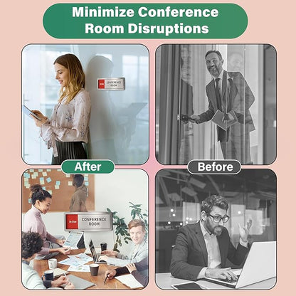 2 Pack Conference Room Office Door Signs Do Not Disturb, In Use/Available Slider Sign for Home Office Wellness Conference Vacant Occupied Privacy Slide Door Sign,Brushed Silver 8" x 2.6"