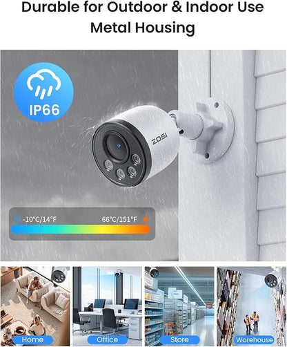 ZOSI 16CH 4K PoE Security Camera System,8pcs 8MP Outdoor Indoor Cameras,Person Vehicle Detection,People Counting,One-Way Audio,100ft Night Vision,16Port 32-Channel NVR with 4TB HDD for 24/7 Recording
