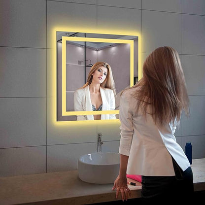 Blossom 30X30 LED Bathroom Mirror with Lights, Anti-Fog, Dimmable, Backlit & Front Lit, Lighted Bathroom Vanity Mirror for Wall, Memory Function, Waterproof, Tempered Glass, Smart Vanity Makeup Mirror