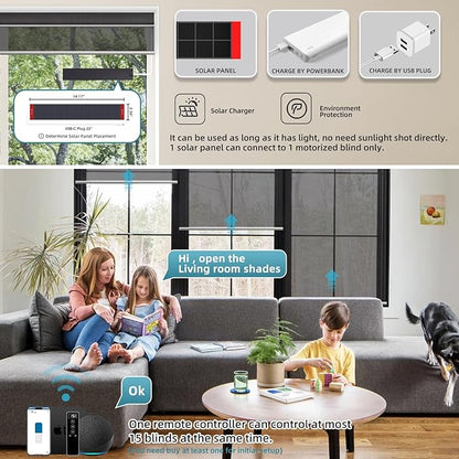 SmartWings Motorized Light Filtering Roller Shades 60% Blackout Custom Size, Rechargeable Battery, Works with Matter/Apple HomeKit, Alexa, Thread/Zigbee, Remote Optional, 60% Twilight Shadow