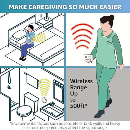 Caregiver Pager for Elderly Adults Nurse 6 Call Buttons for Elderly at Home Seniors Patients Nurse Call Light Monitoring System Alert Button Bed Alarm Buzzer Emergency Clinic
